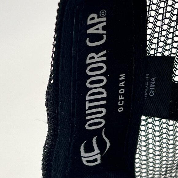 Smiley Face Trucker Hat Cap Mesh Back Black White Snap Back By Outdoor Cap - Picture 2 of 13